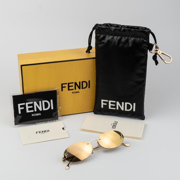 Fendi FIRST CRYSTAL Women Sunglasses Yellow Gold Oval FE4075US 30L AUTHENTENTIC - Picture 10 of 14